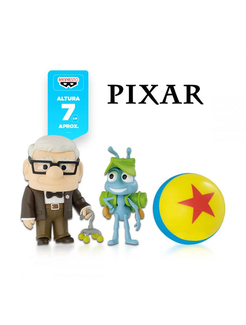 Set Figuras Pixar Banpresto Carl Flik Pelota 7cm